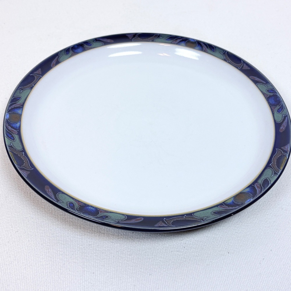 Lot of 3   Denby Baroque 10.25 Dinner Plates Cobalt Blue Floral Deco England